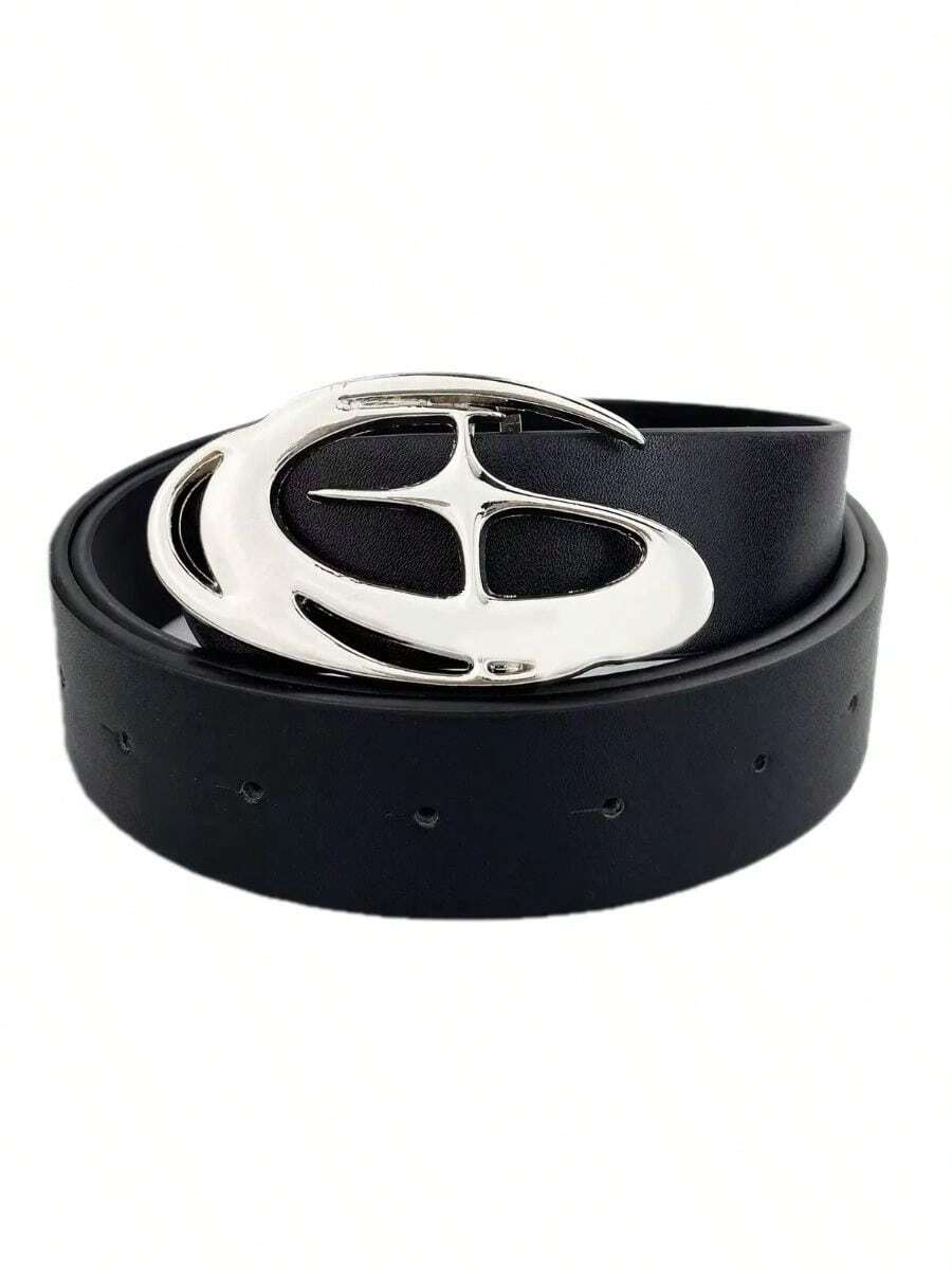 Unisex Casual Hollow Oval Buckle Star Belt Punk Belt For Jeans Pants Skirts Decorative Y2K BOHO CHIC COWBOY COUNTRY - 黑色 - 查看 1