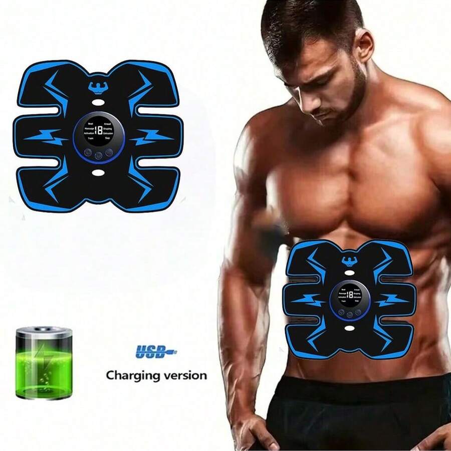 Máy mát xa cơ bắp sạc USB Miếng dán thể dục bụng di động Định hình massage Màn hình LCD không dây Máy mát xa, Máy kích thích cơ EMS, Thiết bị thể dục thông minh không dây dành cho nam nữ Bài tập tại nhà Văn phòng Tập bụng - màu đen - Xem 1