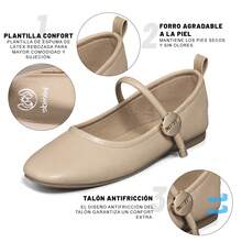 WEIDE Zapatos De Baile De SalóN Para Mujer – DiseñO Elegante Tipo Ballet Con Cintas Y Punta Redonda. - Beis - Ver 7