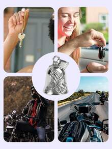 1 pezzo Ciondolo a forma di campana da motocicletta vintage - in lega di zinco placcata cromo - suono nitido e cristallino, amuleto portafortuna per motociclisti, accessorio ideale per gli appassionati di moto, placcatura elettrolitica per una finitura lucente e durevole, la campana nitida serve come promemoria di durante la guida, può essere usato come ciondolo per collana o portachiavi per esaltare lo stile personale, augurandoti buona fortuna nei tuoi viaggi - Fermaglio ornamentale - Visualizzare 4
