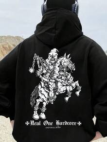 Autumn And Winter Women's Retro Fashion Balaclava Cavalry Double-Layer Hoodie - Black - View 6