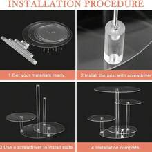 1 Set Acrylic Cake Decorating Kit - Acrylic Tiered Cake Stand And Dessert Table Display Set Can Hold 40 Cupcakes, Suitable For Wedding, Birthday, Party - Perfect Cupcake Stand For Events And Cake Decorating - Clear - View 11