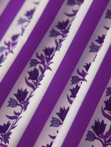 Strapless Dress For Women Ruffled Trim Flower Plant Pattern Sleeveless Tube Smocked Long Dress - Purple - View 8