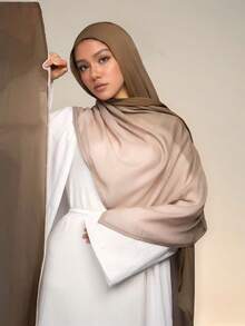 1件长款印花披肩式头巾，高级渐变大理石水印优雅女士头巾围巾，适合搭配连衣裙 - 彩色 - 查看 9