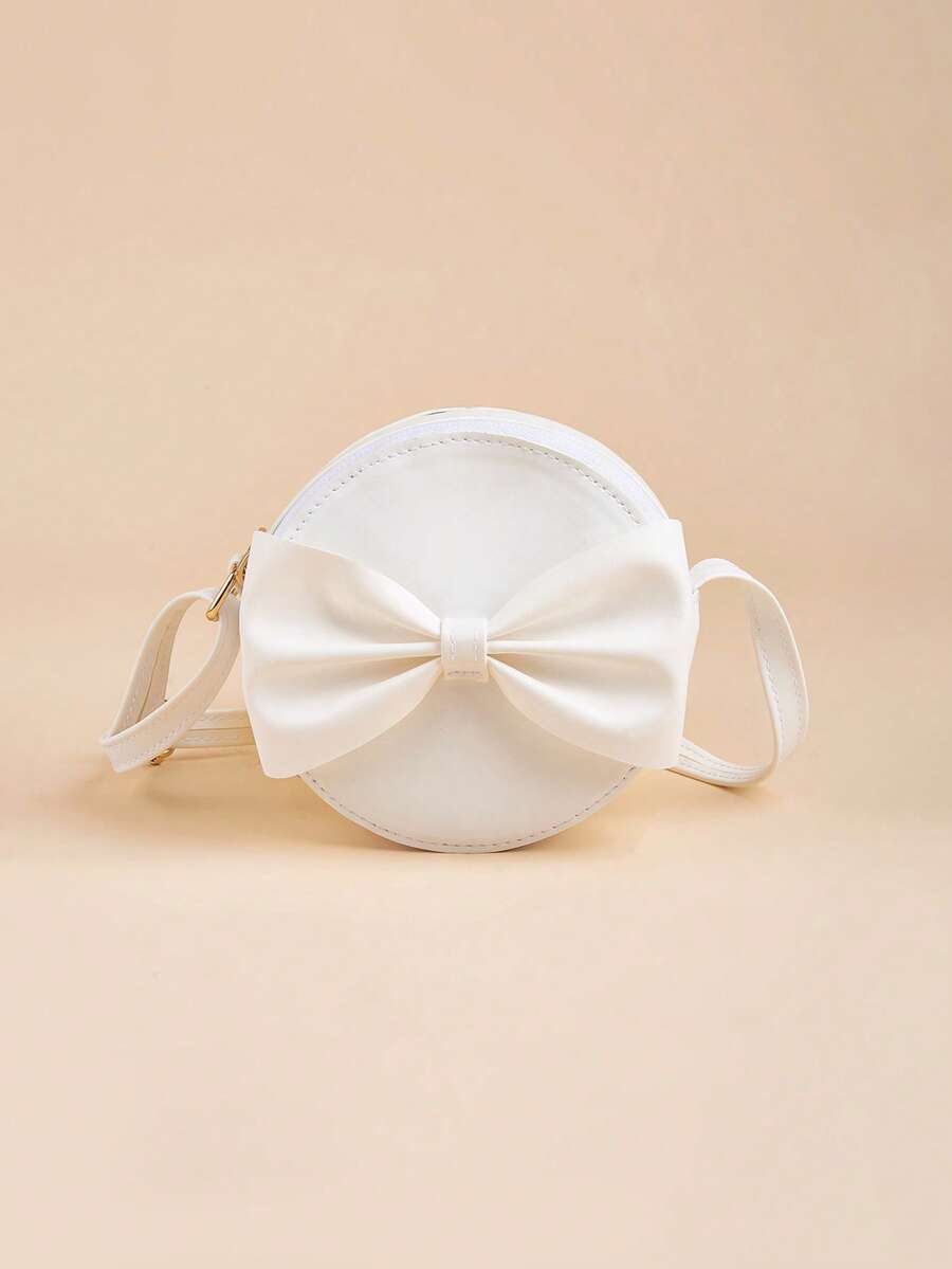 1pc Girls Bowknot Crossbody Bag, Princess Style Mini Round Small Purse, Outfit Accessory, Birthday Gift - Small Shoulder Bag - View 1