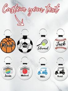 Gantungan Kunci Kulit yang Dipersonalisasi, Nama/Font Kustom, Sepak Bola/Bola Basket/Tenis/Bisbol/Bowling, Hadiah untuk Tim/Keluarga/Teman, Hari Raya (Ulang Tahun/Hari Ayah) - MultiWarna - View 12