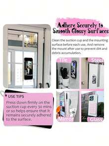 5 件双面硅胶吸盘手机支架 - 用于自拍和视频拍摄，抓握力强，兼容 和 Android - 粘性硅胶支架，适合淋浴使用，非常适合视频录制和摄影，兼容 、Android 手机，生日礼物，家人，朋友手机支架，手机配件