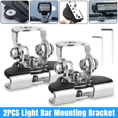 2Pcs Universal Pillar Led Work Light Bar Hood Mount Bracket Clamp Holder Offroad