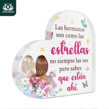 Putuo Decor 1pc Spanish Heart Shaped Acrylic Sign Table Decor, Desktop Decoration For Home Farmhouse Living Room, Gift For Grandmother