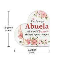 Putuo Decor 1pc Spanish Heart Shaped Acrylic Sign Table Decor, Desktop Decoration For Home Farmhouse Living Room, Gift For Grandmother