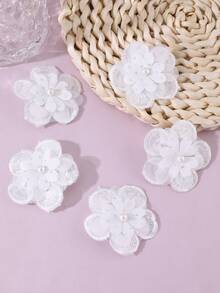 5pcs/Set Girls' Elegant White Flower Hair Clips - White - View 10