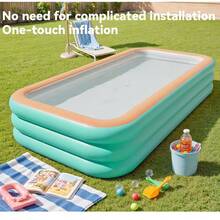 耐用厚 PVC 充气游泳池，非常适合玩水，适用于庭院、户外休闲娱乐、海滩必需品、海滩配件、泳池浮板 - 彩色 - 查看 6