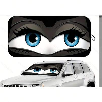 1pc Engraçado Carro Olho Sunshade, À Prova de Sol, Proteção UV, Dobrável, 210T Material Escurecido, Mantém Seu Veículo Fresco, Adequado Para Para-brisa Automotivo