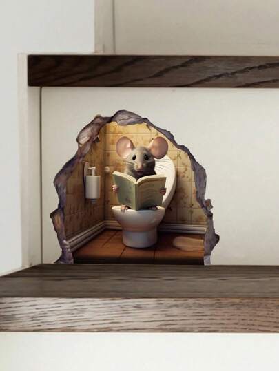 3pcs Funny Mouse Hole Wall Stickers Bedroom Kitchen Baseboard Home Decoration 3d Vinyl Wall Decals DIY Cartoon Rat Animal Mural Art, Stickers, Wall Decal, Vinyl Decal For Home Decorations, Spring Decoration Items Refresh Your Home, Rama Decoration Stickers Room Decor Wall Decor Bathroom Decor Bedroom Decor Room Decoration Stuff Living Room Decor House Decor Home Decor Living Room Wall Art Wall Paper Personalised Stickers