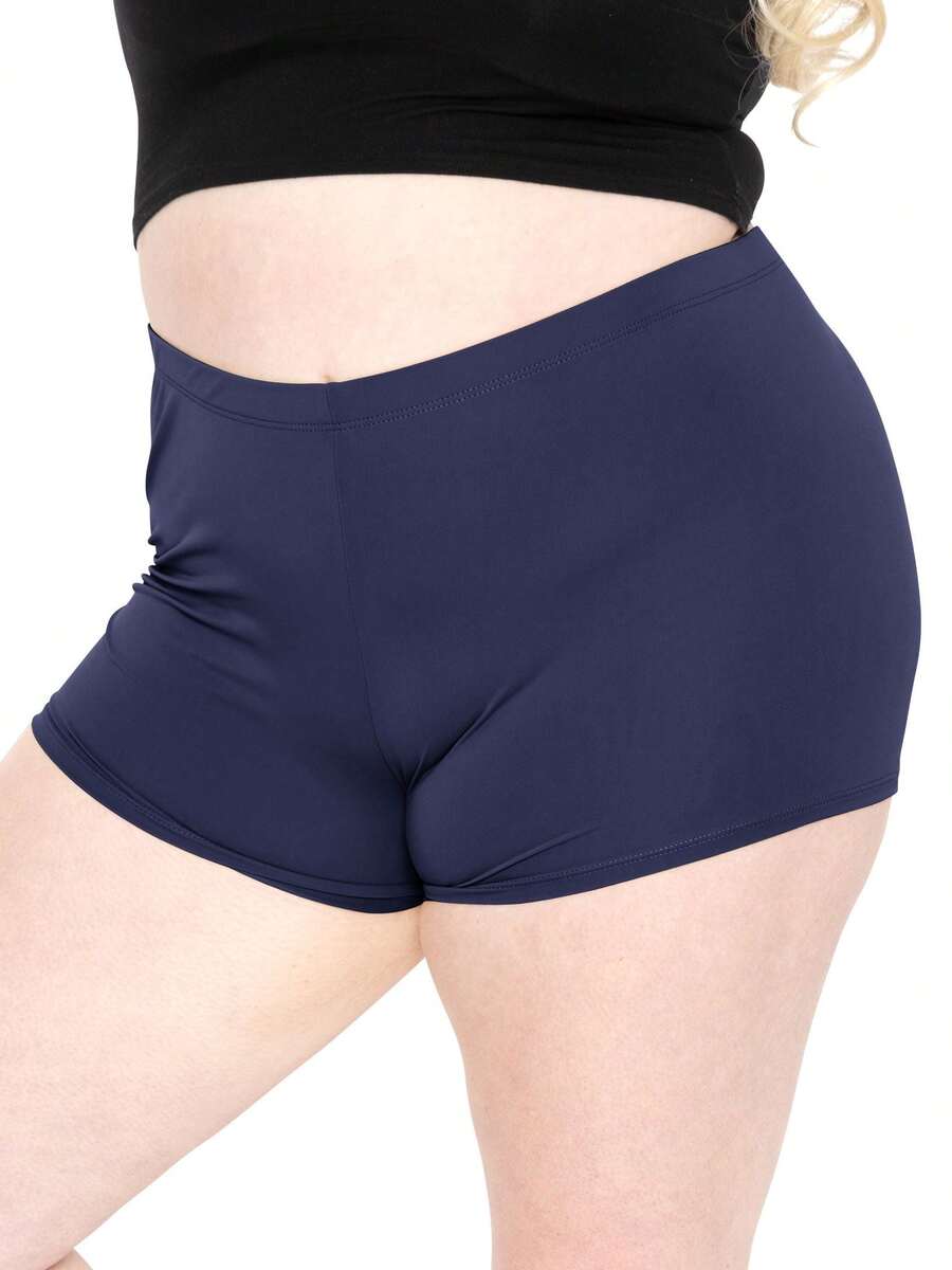STRETCH IS COMFORT Women's And Plus Size Nylon Booty Shorts | Small - 3X - Navy Blue - View 1