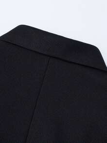 Men's Business Formal Single Button Lapel Neck Simple High-End Suit Jacket - Black - View 3