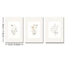 3 套无框波西米亚风植物花卉墙面艺术帆布海报复古印刷简约米色野花幼儿园绘画女孩房间装饰，现代家居装饰 - 彩色 - 查看 8