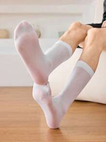 1/3/6 pares de calcetines de rayas verticales para hombre en negro, blanco, azul, calcetines delgados para primavera, verano, otoño, calcetines largos y transpirables negros para negocios