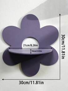 1Pc Wooden Flower Wall Shelf – Boho Wall Mounted Storage Rack, Decorative Floating Shelf For Bedroom, Living Room, Nursery, Aesthetic Hanging Display For Plants, Crystals & Decor