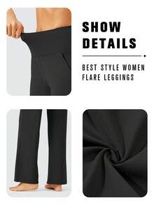 Yoga Pants Women Wide Leg Pants With Pockets High Waist Stretch Dress Casual Sweatpants - Black - View 5