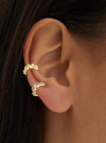 1PC S925 Sterling Silver Earless Hole Ear Clip For Girls, Exquisite Jewelry, C-Shaped Earrings, Emerald Zirconia, White Zirconia, Purple Zirconia Ear Clip For Girls, Party Wear The Best Gift For Girlfriend, Mother, Sisters
