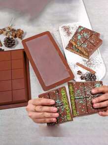 1 pieza Nuevo molde de silicona en forma de ladrillo de chocolate de Dubai grueso, herramienta de chocolate con 10 cuadrículas de forma cuadrada que se puede romper a mano, resistente al calor