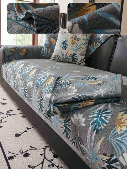 1 件热带印花沙发垫现代高感风格客厅家居装饰沙发套适合单人 2 人 3 人 4 人坐沙发雪尼尔面料提花针织工艺宠物防脏沙发套垫