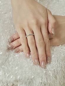 1枚优雅奢华立方氧化锆戒指，S925纯银承诺戒指，永恒戒指，精美珠宝礼品，女士之选 - 間隔戒指 - 查看 4