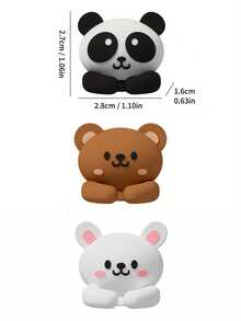 3pcs Durable PVC Cable Organizer - Cute Cartoon Animal(Panda, Rabbit, Bear) Wall-Mounted Cable Clips With Protective Cap - Cord Management Accessory For Desk And Nightstand,Multi-Color Plastic Cord Holders For Kitchen Appliances,Stylish & Functional Power Cord Management System.Various Colors,Easy Installation Adhesive Hooks, For Desk And Bedside Table Management,Utility Hooks - Multicolor - View 10