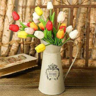 15 Stücke 34 cm bunte künstliche Tulpen, geeignet für Frühling Sommer Muttertag Ostern Hochzeitssaison Haus Küche Hochzeitsdekoration, Raumdekoration, Außendekoration