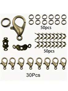 Bộ phụ kiện làm đồ trang sức 130 món/gói bao gồm 50 đầu nối vòng nhảy hở, 50 đầu hạt, nút thắt và 30 móc khóa càng tôm hùm cho vòng tay, vòng cổ, vật dụng làm đồ trang sức tự làm - Nhiều màu - Xem 17