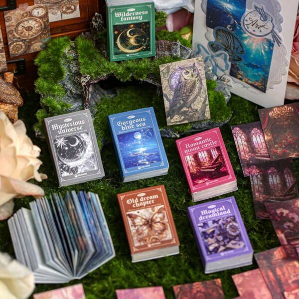 1 Book 100 Sheets Vintage Style MINI Material Paper Book Aesthetic Phone Case Handmade Hand Account Decorative Design Paper DIY Collage Card Material Art Junk Journal School Stationery Supplies,School Supplies,Back To School