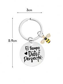 1 pieza "Dios del Tiempo" Llavero con cita motivacional en español, regalo para compañeros de trabajo, maestros, estudiantes, accesorios de coche, dije para bolso, mochila para la escuela, accesorios de Halloween, regalos para el Día del Maestro, regalos para amigos, hermana - abeja - Ver 2
