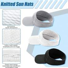 3pcs/1pc Women's Sun Hats, Women's Knitted Elastic Sports Hats, Breathable Wide Brim Golf Caps - Multicolor - View 3