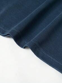 1PC Men Single Striped Trim Quarter Button Work Casual Polo Shirt, Boyfriend Gift - Grey - View 7