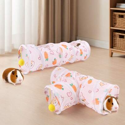 1pc Guinea Pig Tunnel Carrot Foldable Indoor Tube Chinchilla Hedgehogs Dutch Rats Hamsters Game Pipeline Small Animal Collapsible Tunnel Pet Toy