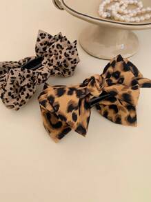 1 Stück schicke Leoparden-Muster Haarspange, große schicke Leoparden-Muster Haarspange, eleganter Polyester & Elastan Haarklippenknoten, - elegante Retro Doppelschicht große Schleifen-Haarklammer, elegante Schleife Ballkopfklammer für hochgestecktes Haar, Vintag-inspirierte Stoff-Haarspange für Pferdeschwänze und hochgestecktes Haar, Y2K-inspirierte PVC-Knoten-Haarspange für Frauen, perfektes Geschenk Haarklammern, Haarspangen