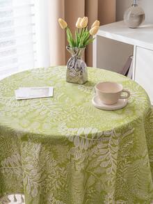1pc Nordic Style Printed Tassel Square Tablecloth, Polyester Fabric Suitable For Restaurant, Party Decor - Green - View 2