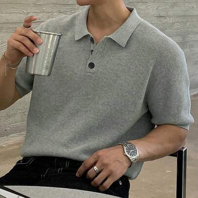 캐주얼 유니섹스 브이넥 반팔 니트 풀오버 스웨터, 솔리드 컬러, 다용도 비즈니스 및 일상복, 유럽&아시아 스타일, 봄/여름