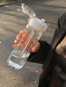 1 件便携式运动健身大容量透明杯，户外、旅行、办公室必备水瓶，大容量水杯，塑料，耐热，户外健身水瓶，防溢，男女通用，夏季