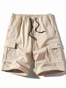 1 件男士轻便休闲工装短裤，透气，适合夏季户外 - 卡其色 - 查看 3
