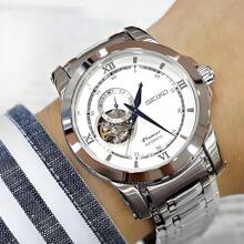 Seiko Seiko PREMIER SSA319J1 Herren Baton Uhr mit weißem Zifferblatt