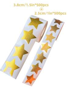 500 pièces/rouleau Autocollants pentagramme dorés holographiques, 1 pouce, 1,5 pouce, rouleau d'autocollants pentagramme, autocollants de décoration de cadeau DIY, autocollants de scellage d'enveloppe, étiquettes PVC imperméables, autocollants d'étoiles holographiques, autocollants d'emballage d'étoiles brillantes et colorées - Doré - Voir 12