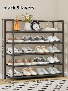 1 pieza Estantería para zapatos extendida de 3-7 niveles, estantería de almacenamiento de alta capacidad para el hogar, dormitorio, residencia estudiantil, organizador de zapatos simple con marco de metal, solución de almacenamiento y decoración perfecta para el dormitorio, soporte portátil para exhibición de zapatos - Multicolor - Ver 7
