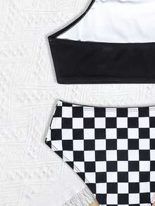 2 bộ đồ bơi Tankini in hình bướm cho bé gái tuổi mới lớn, đi biển và hồ bơi - màu đen - Xem 5