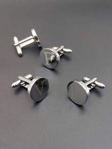 2pcs Custom Name Cufflinks, Personalised Groomsmen Cufflinks, Wedding Cufflinks, Stainless Steel Cufflinks, Birthday Anniversary Gift For Men - Multicolor - View 11