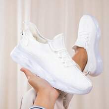 Men's Mesh Breathable Sport Running Shoes/Campus Lightweight Slip-On Casual Sneakers - White - View 4