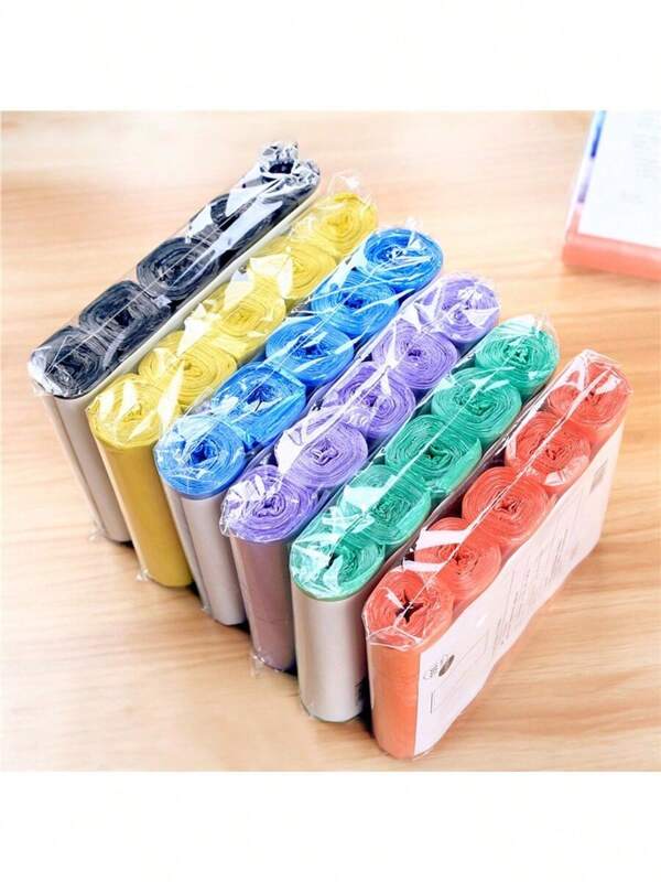 5 Rolls Of 75 Multi-Purpose Mini Thin Style Disposable Plastic Trash Bags For Home, Kitchen, Office And Restaurant Cleaning - Suitable For Living Room, Outdoor, Bathroom And Pet Waste Cleaning(Random Color )