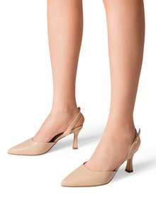 Women's High Stiletto Heels Slingback Pumps Closed Pointed Toe Party Wedding Sexy Casual Party Wedding Dress Shoes - 杏色 - 查看 3