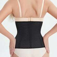 1pc Elastic Waist Trimmer Belt - Double Layer Sauna Sweat Wrap - Adjustable Breathable Trainer - Abdominal & Waist Support - Warm Waist Protection For Autumn/Winter - Black - View 3